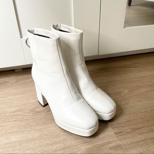 Nasty Gal White Ankle Boots Platform Block…